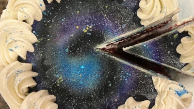 Galaxy Cake; red velvet with vanilla buttercream - 8”