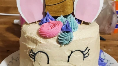 Unicorn Birthday Cake; vanilla cake with vanilla buttercream - 8” equivalent