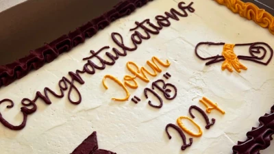 Graduation Sheet Cake; vanilla and chocolate cake with vanilla buttercream - half sheet