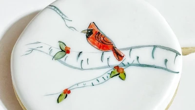 Hand-painted Cardinal cookie