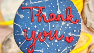 Complimentary Space-themed “Thank You” cookie